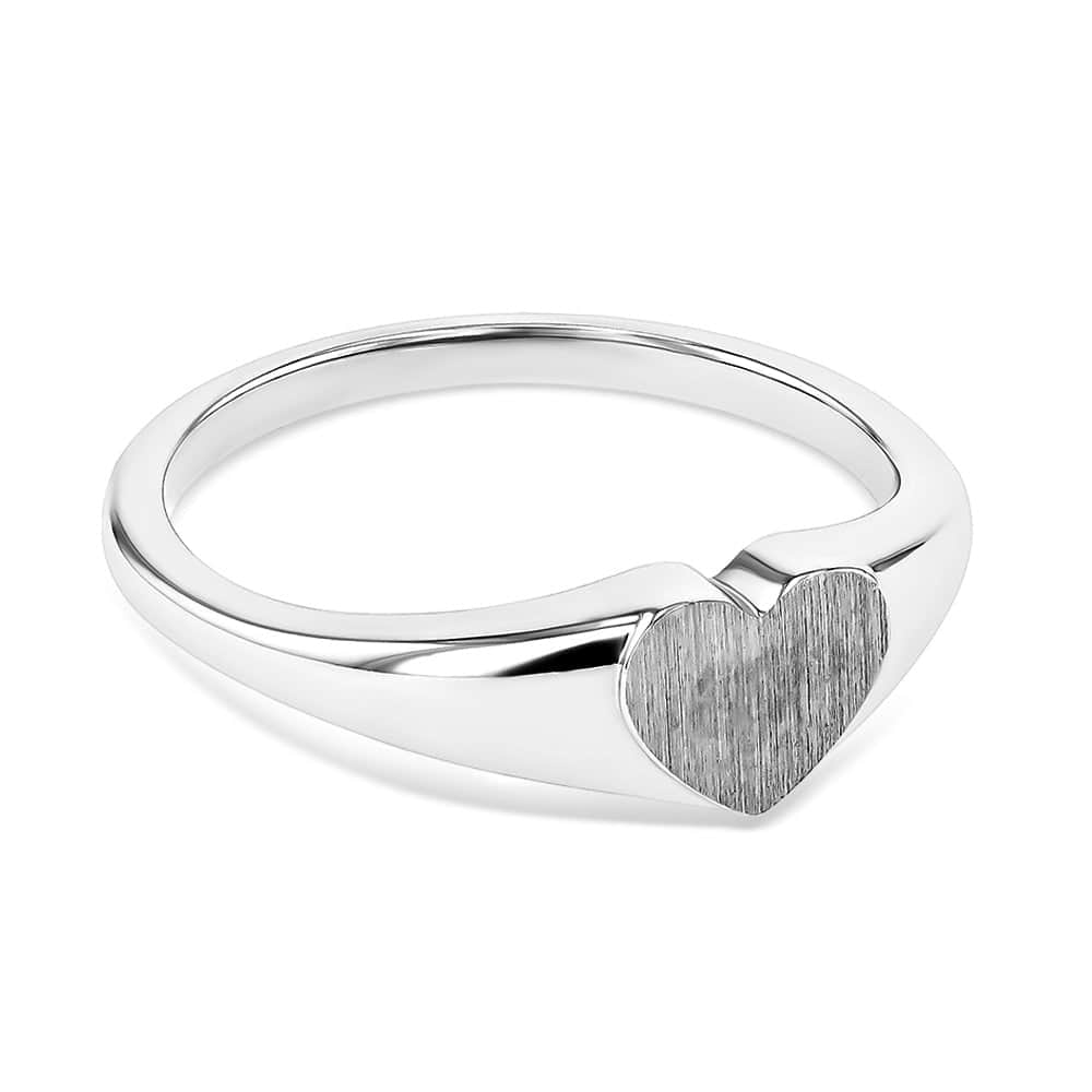 Heart Signet Ring in 14K White Gold