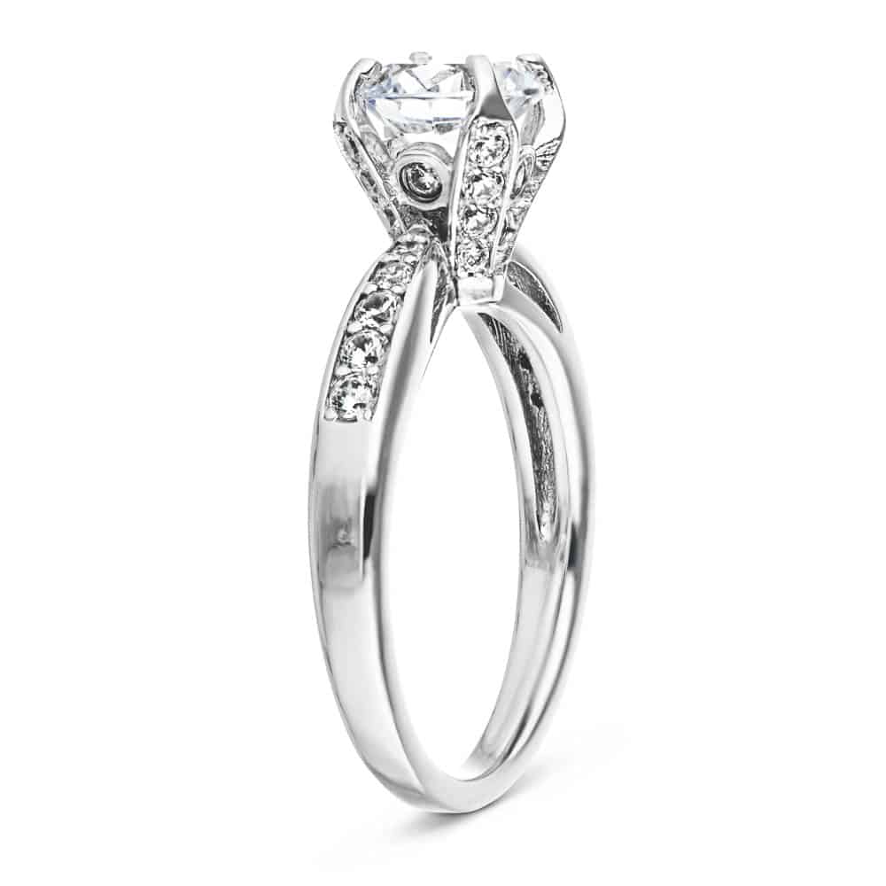 Shown with 1ct Round Cut Lab Grown Diamond in 14k White Gold