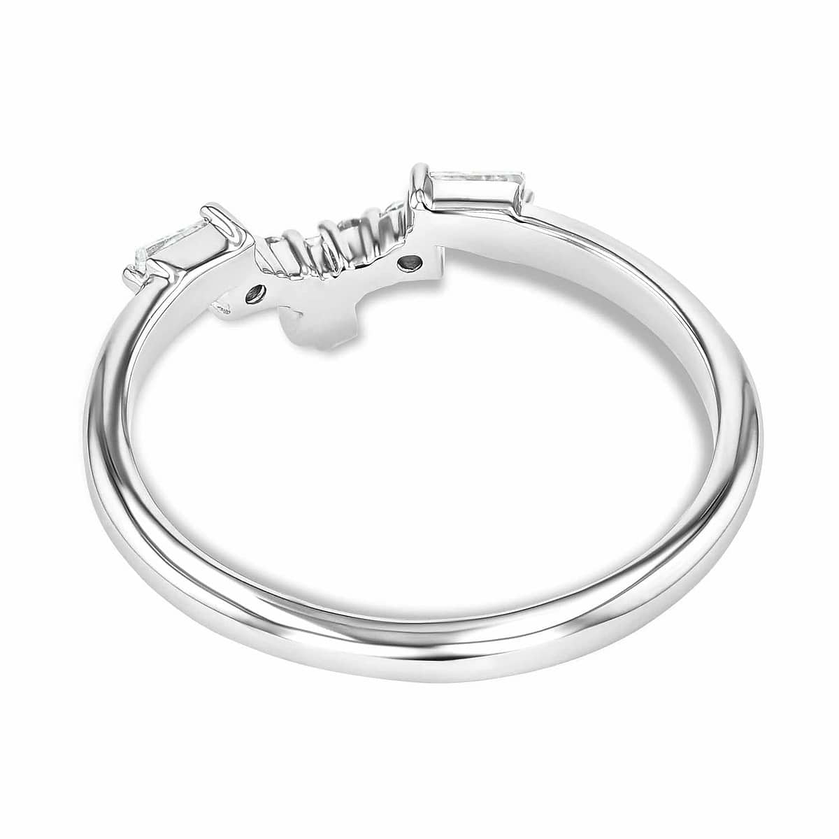 Sunset Accented Wedding Band Shown in 14K White Gold|sunset lab grown diamond accented contour wedding band shown in 14k white gold metal