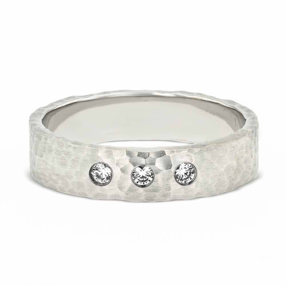 Diamond Accented Wide Artisan Band