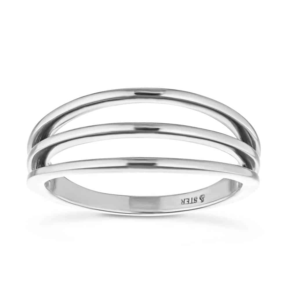 Three row ring design in recycled 14K white gold | fashion ring Three row ring design recycled 14K white gold