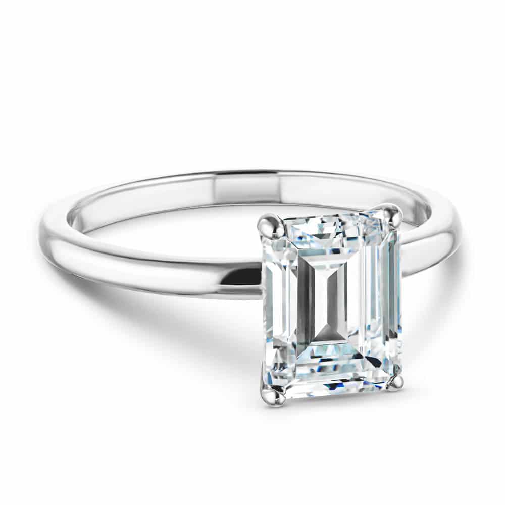 Shown with 2ct Emerald Cut Lab Grown Diamond in Platinum