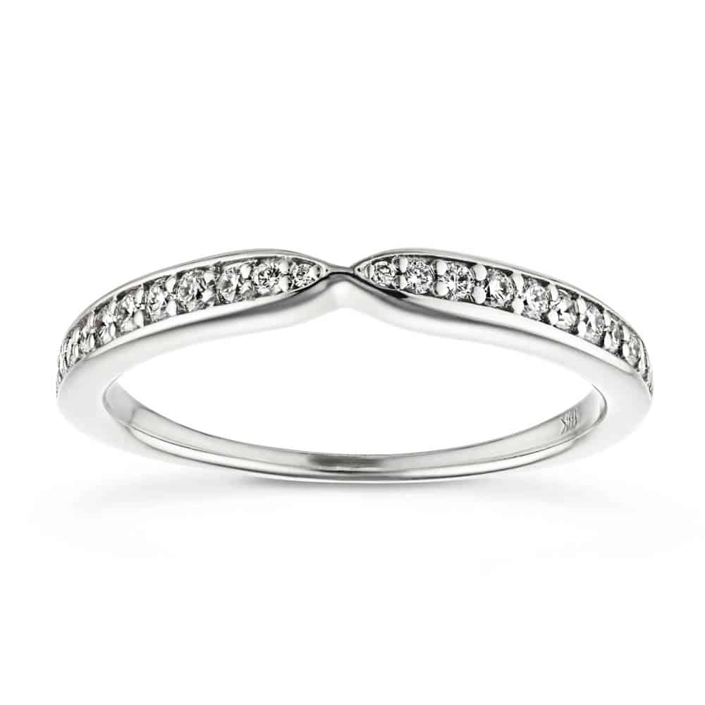 Unity diamond accented wedding band in recycled 14K white gold made to fit the Unity Engagement Ring | Unity diamond accented wedding band recycled 14K white gold Unity Engagement Ring