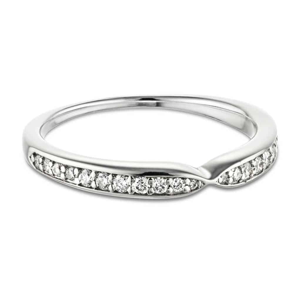 Unity diamond accented wedding band in recycled 14K white gold made to fit the Unity Engagement Ring | Unity diamond accented wedding band recycled 14K white gold Unity Engagement Ring