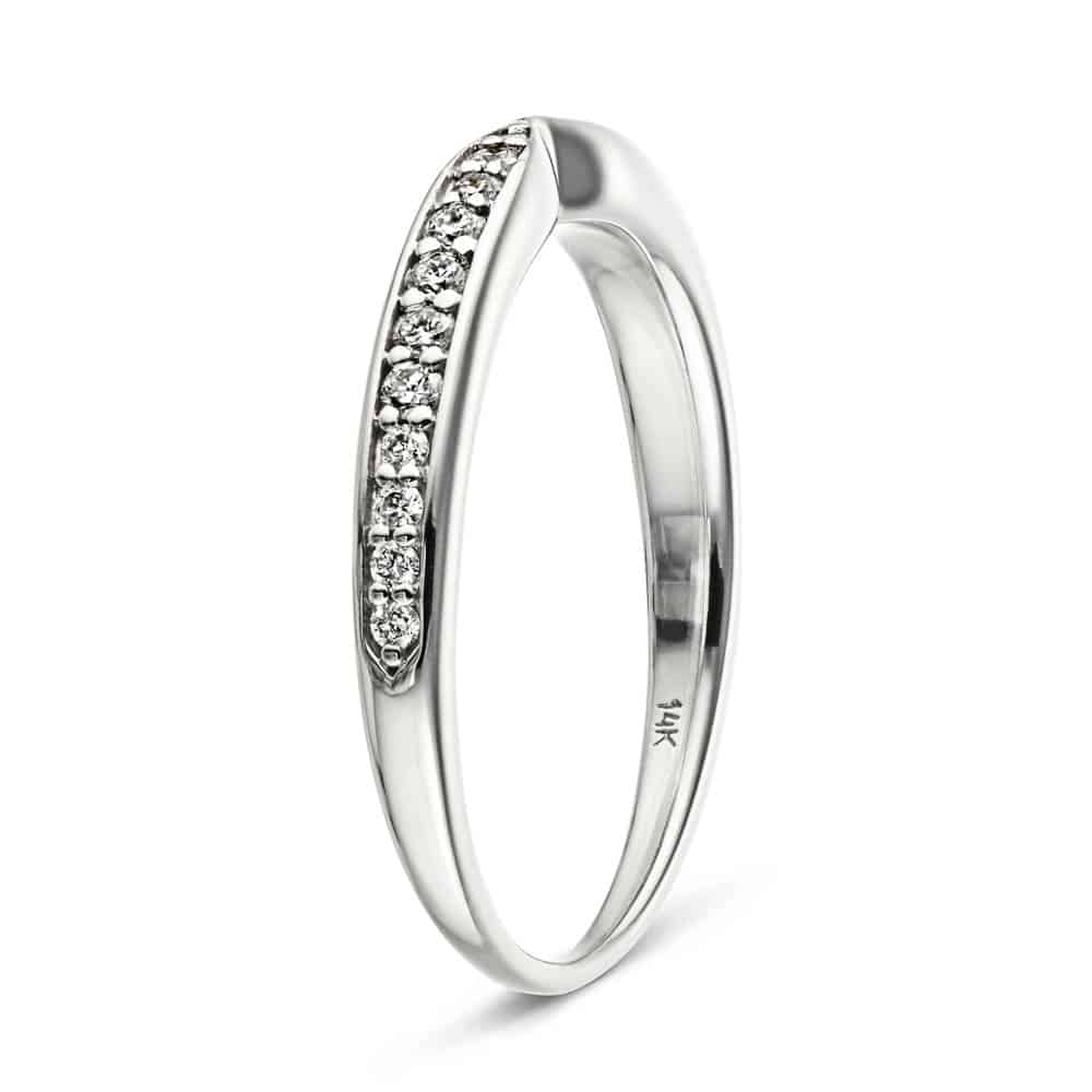 Unity diamond accented wedding band in recycled 14K white gold made to fit the Unity Engagement Ring | Unity diamond accented wedding band recycled 14K white gold Unity Engagement Ring