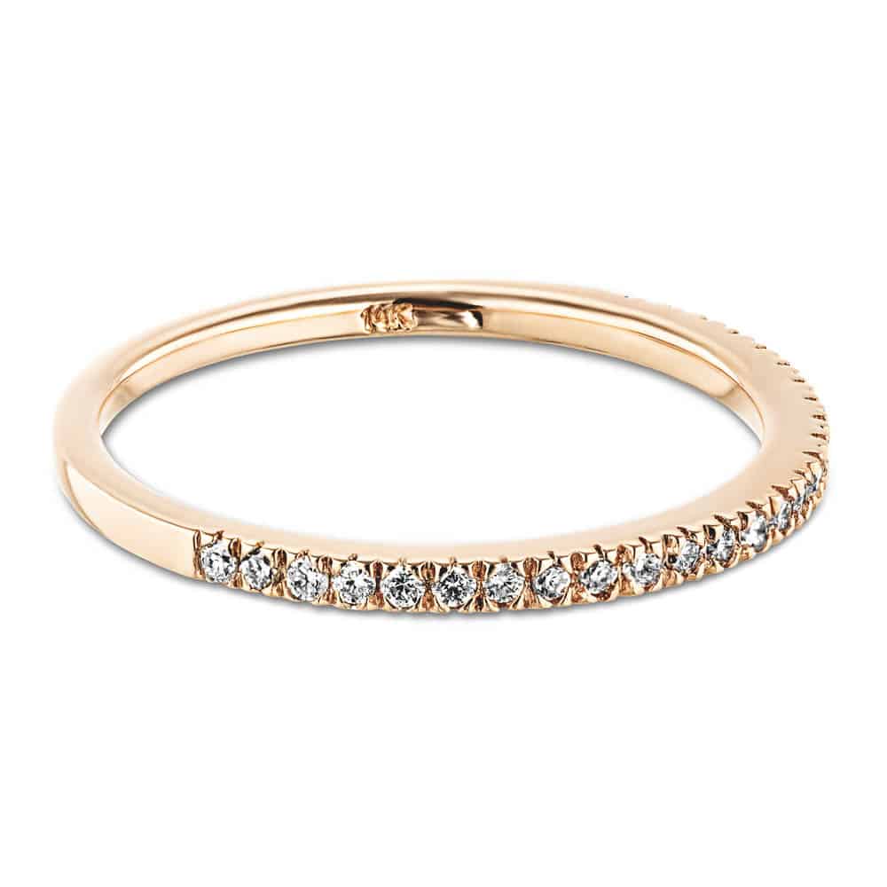 Vintage Style Diamond Accented Wedding Band with recycled diamonds shown in 14k Yellow Gold with recycled diamonds 