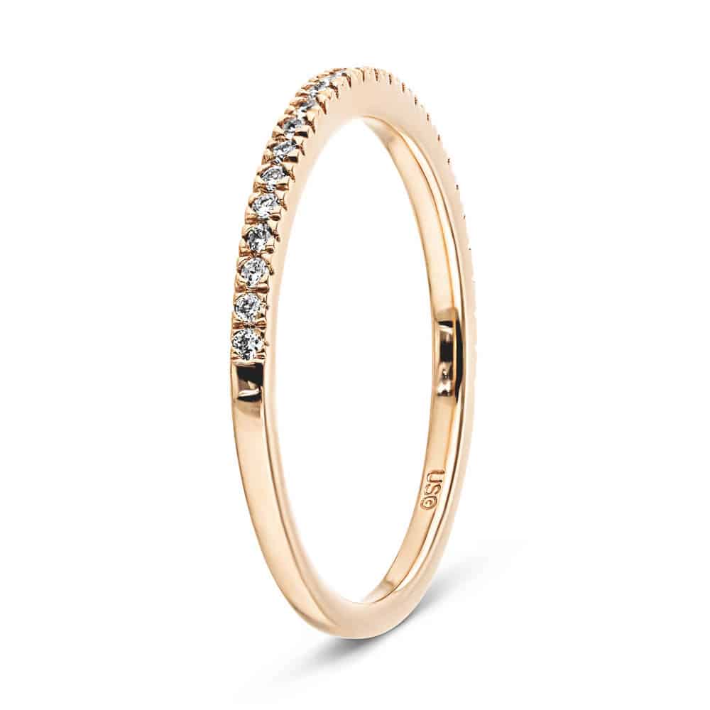 Vintage Style Diamond Accented Wedding Band with lab grown diamonds shown in 14k Yellow Gold 