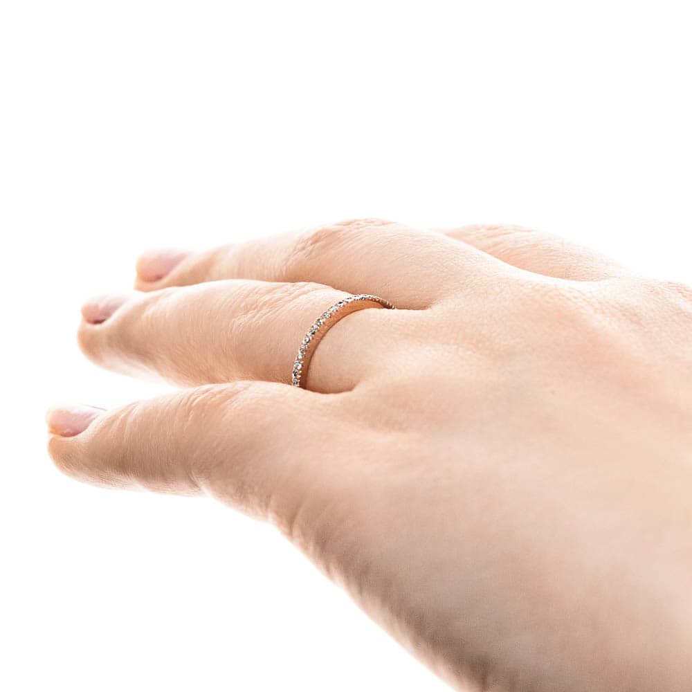 Vintage Style Diamond Accented Wedding Band with lab grown diamonds shown in 14k Yellow Gold | Vintage Style Diamond Accented Wedding Band lab grown diamonds 14k Yellow Gold