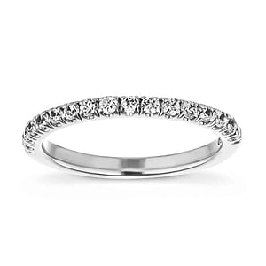  stackable wedding band Diamond accented wedding band in recycled 14K white gold made to fit the Venise Engagement Ring