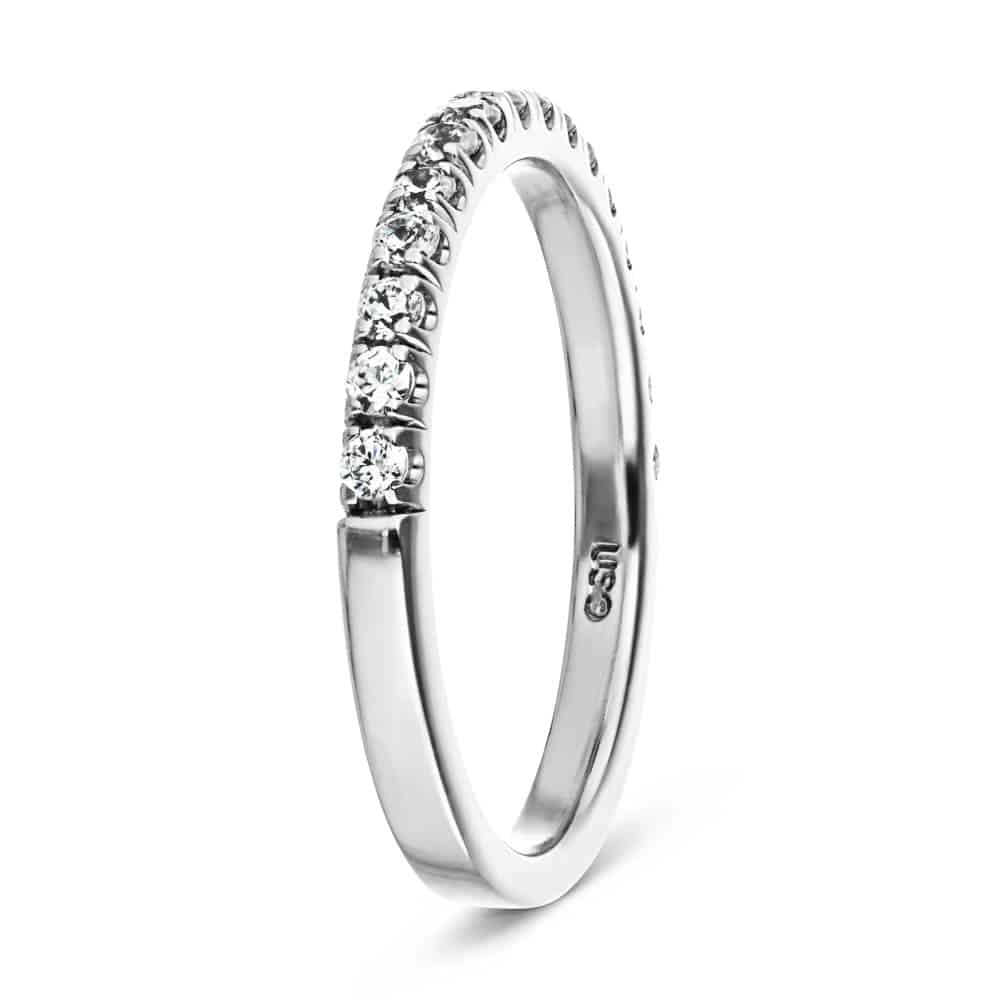 Diamond accented wedding band in recycled 14K white gold made to fit the Venise Engagement Ring 