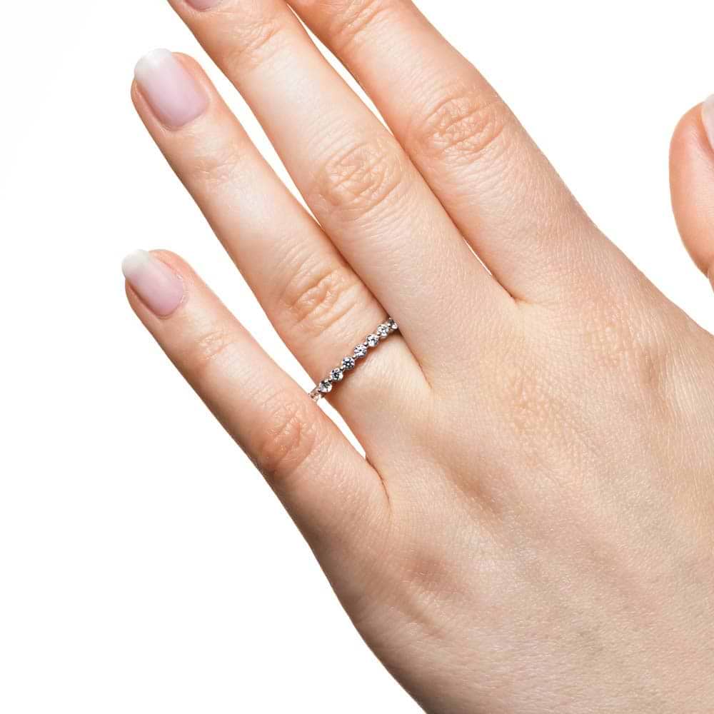 Willow Grand Wedding Band accented with recycled diamonds and set in recycled 14K rose gold | Willow Grand Wedding Band accented recycled diamonds recycled 14K rose gold