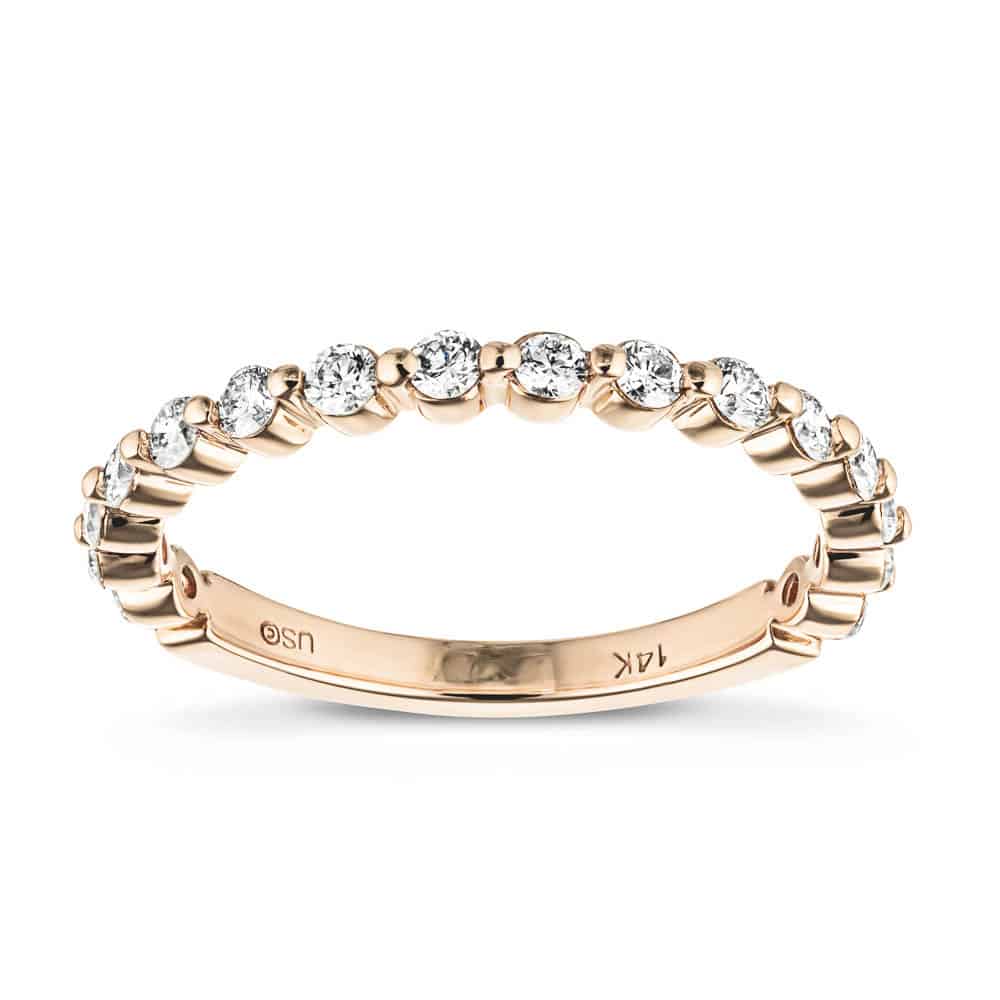 Willow Grand Wedding Band accented with recycled diamonds and set in recycled 14K rose gold 