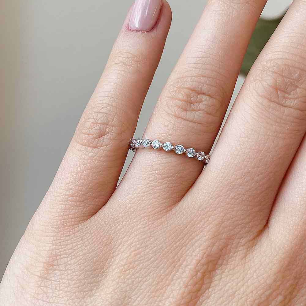 Willow Grand Wedding Band accented with recycled diamonds and set in recycled 14K rose gold | Willow Grand Wedding Band accented recycled diamonds recycled 14K rose gold