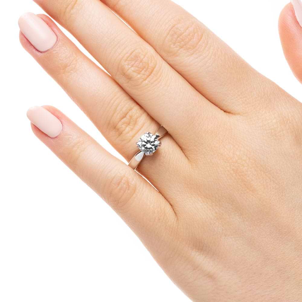 Winter Rose Engagement Ring shown with a 1.50ct round cut Lab-Grown Diamond in 14K rose gold| Winter Rose Engagement Ring 1.50ct round cut Lab-Grown Diamond 14K rose gold