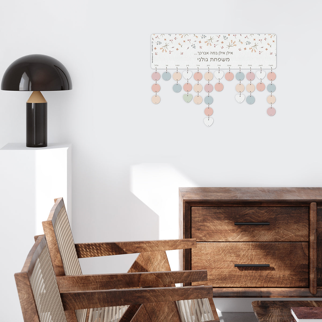 שלט ימי הולדת + 20 תליונים - אביב ללא הדפסה על התליונים