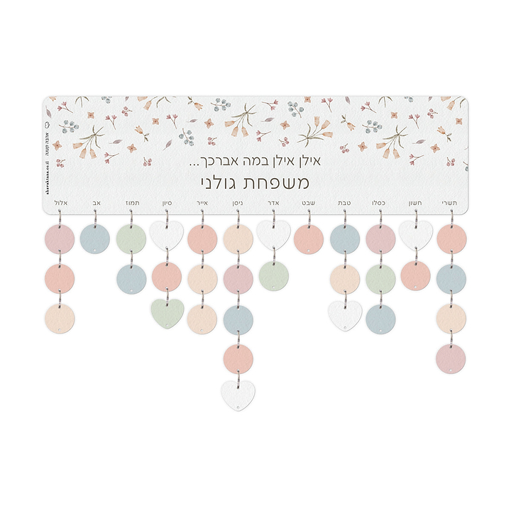 שלט ימי הולדת + 20 תליונים - אביב ללא הדפסה על התליונים