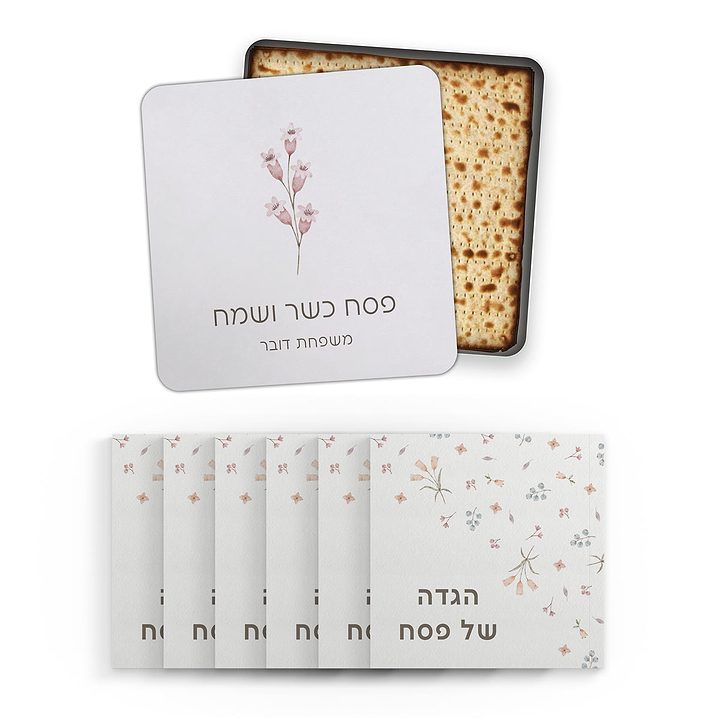 מארז לפסח - קופסא למצות - 6 הגדות - אביב