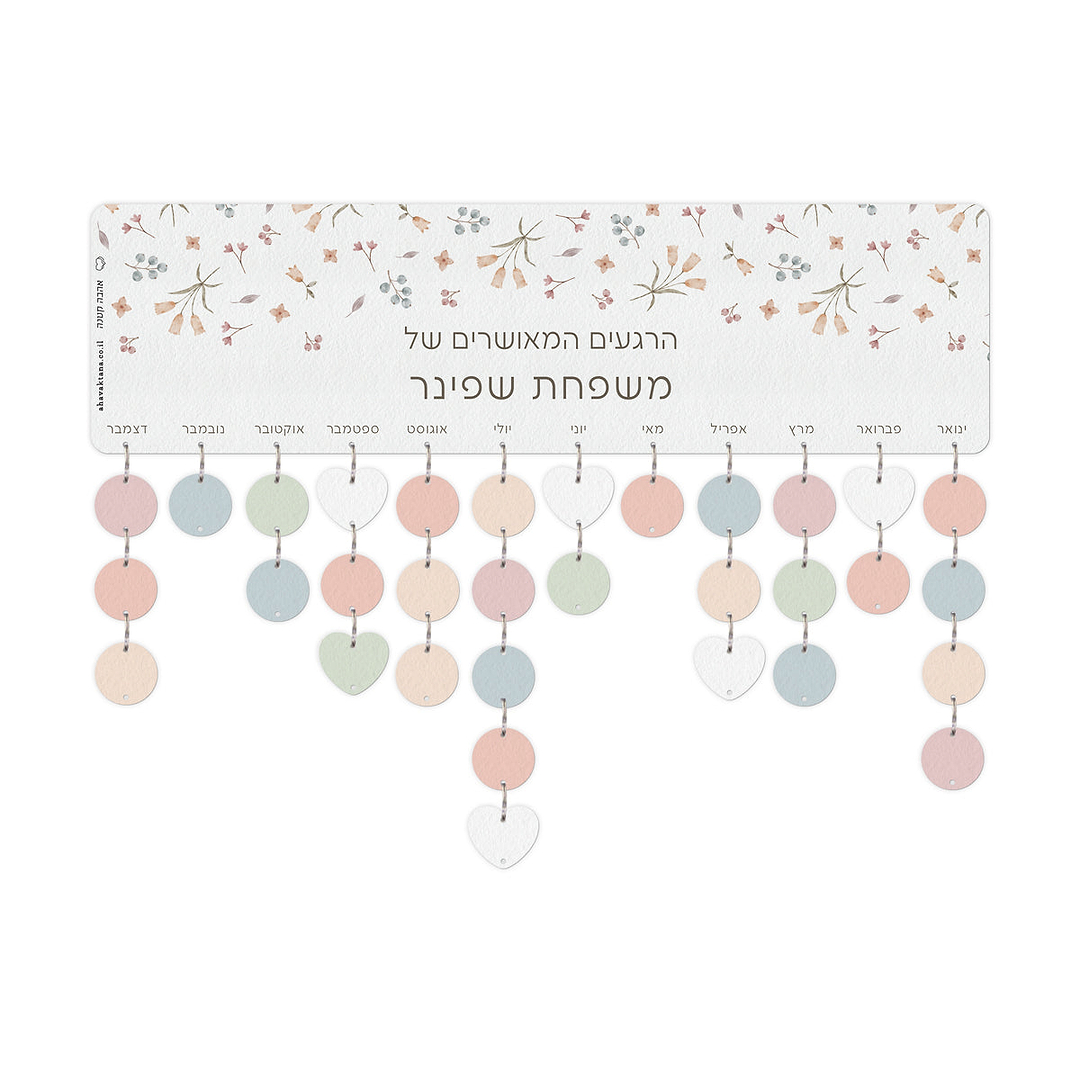 שלט ימי הולדת + 20 תליונים - אביב ללא הדפסה על התליונים