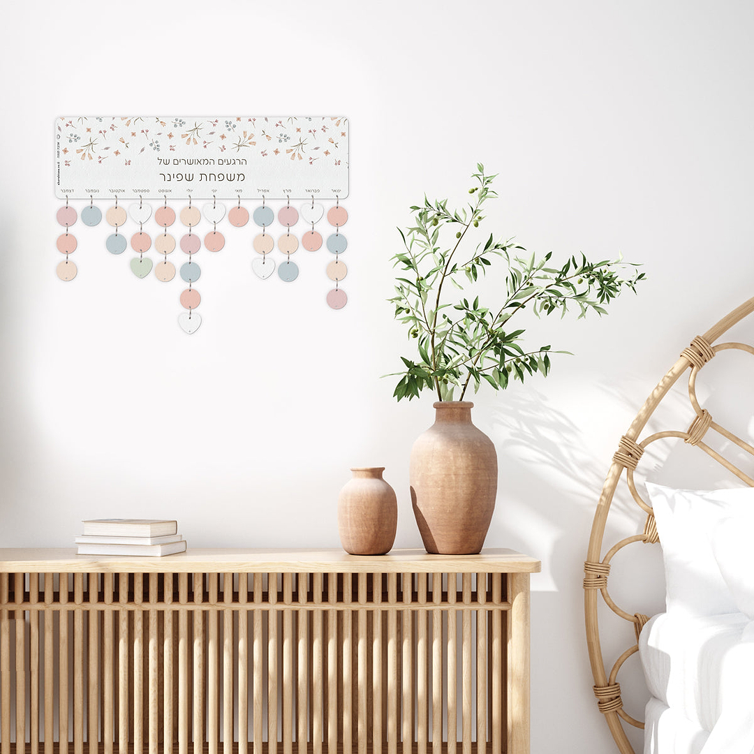 שלט ימי הולדת + 20 תליונים - אביב ללא הדפסה על התליונים