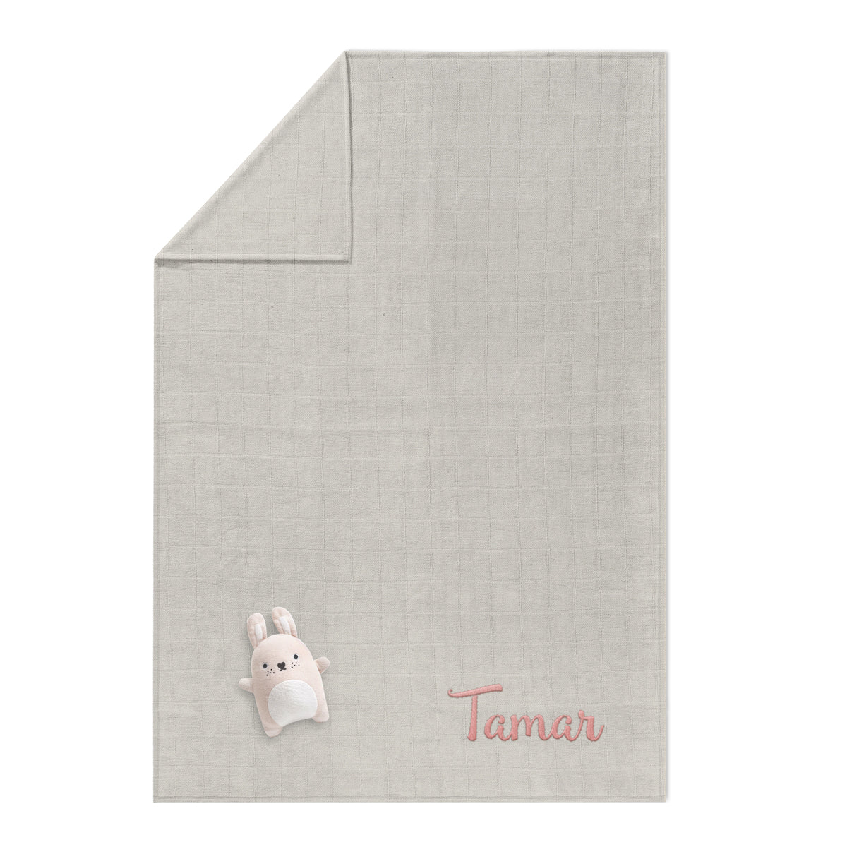 מארז מתנה ליולדת מגבת קפוצ'ון + סינר + חיתול + שמיכת במבוק + (אופציה לבחירה: מחזיק מוצץ + מסרק לתינוק) - שנהב בנות