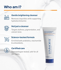 Lemmorte® Advanced Brightening Face Cleanser with Hydration & Barrier Support