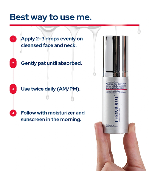 Lemmorte® Advanced Age Correction Serum with Botanicals & Biomimetic Peptides