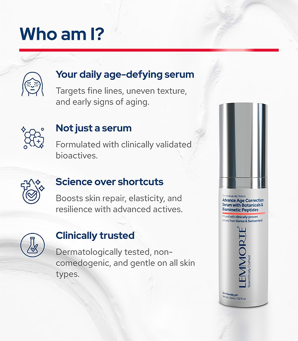 Lemmorte® Advanced Age Correction Serum with Botanicals & Biomimetic Peptides