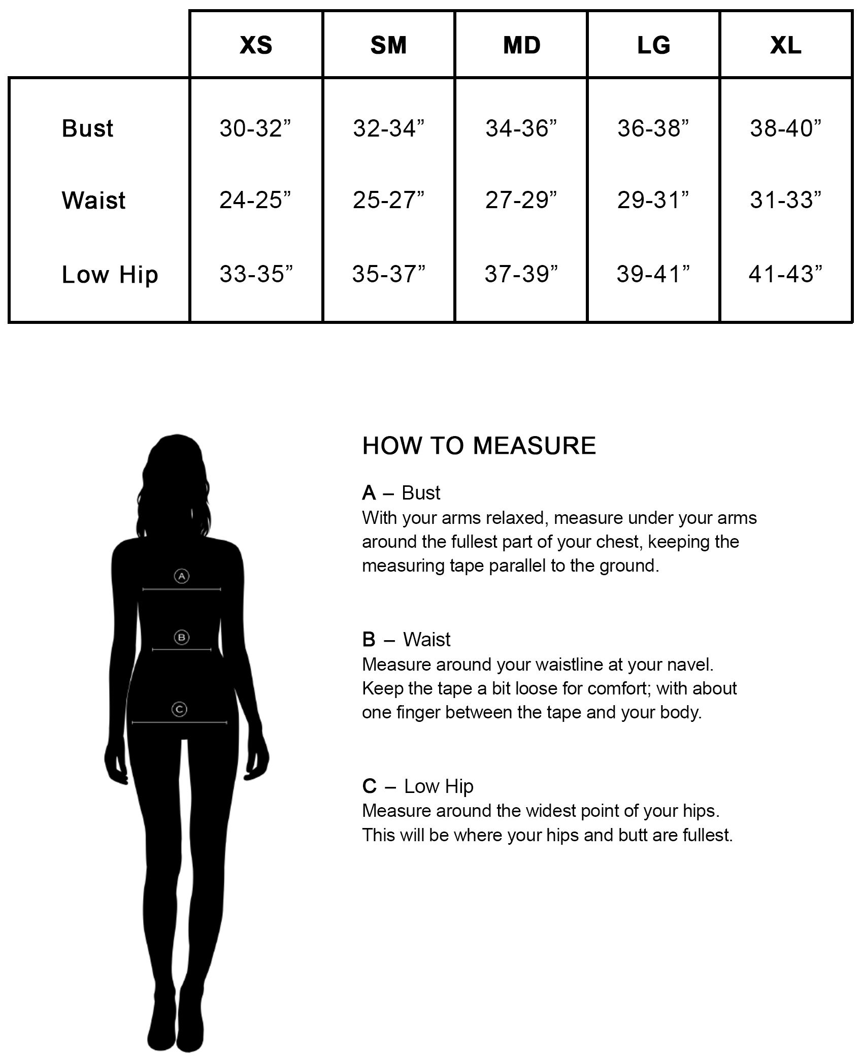 Size Guide SPLITS59 Size Guide SPLITS59