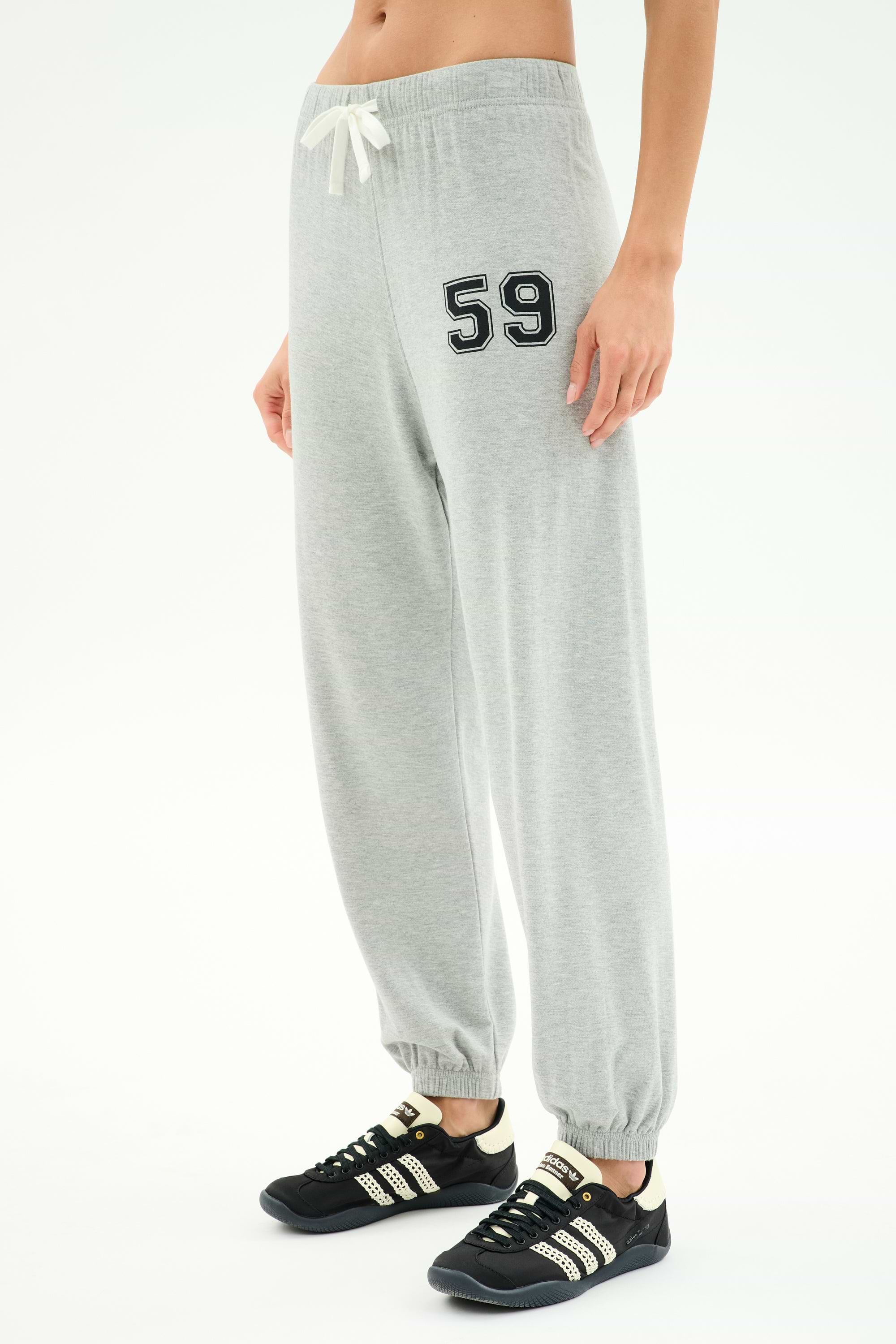 Andie Oversized Fleece Varsity 59 Sweatpant - Heather Grey/59