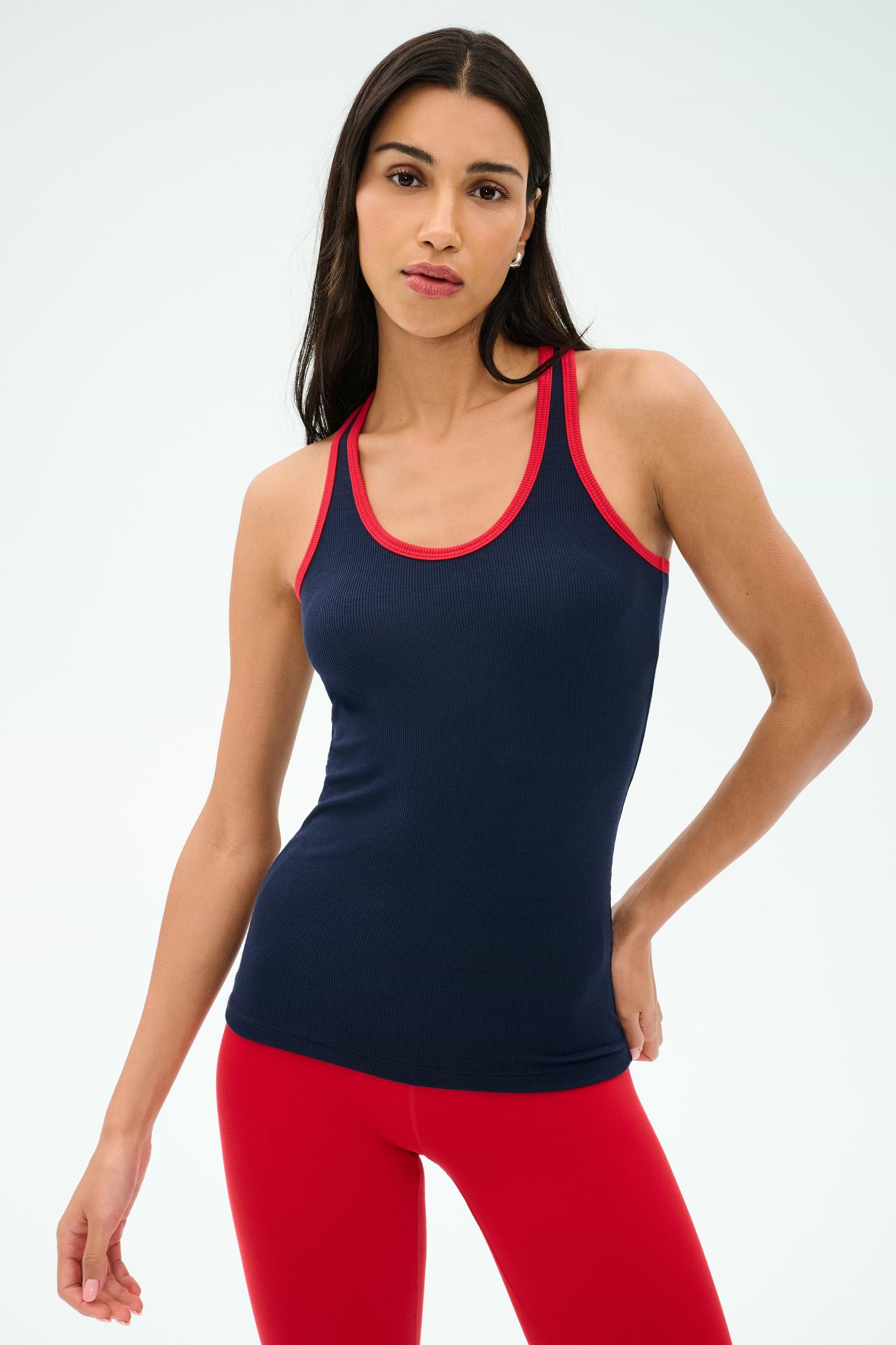 Ashby Rib Tank - Indigo/Pirate Red – SPLITS59