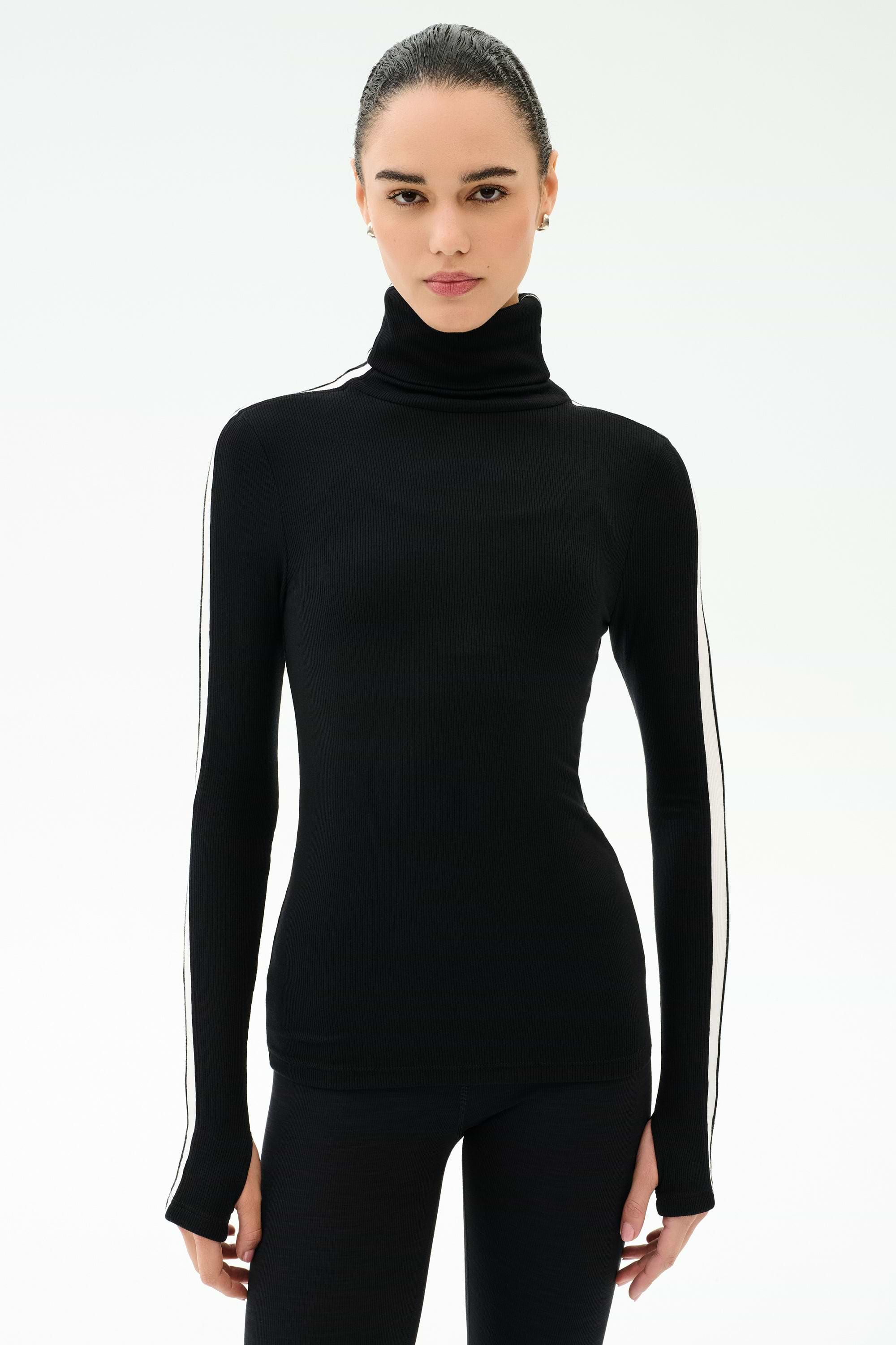 Jackson Rib Full Length Turtleneck - Black/White – SPLITS59