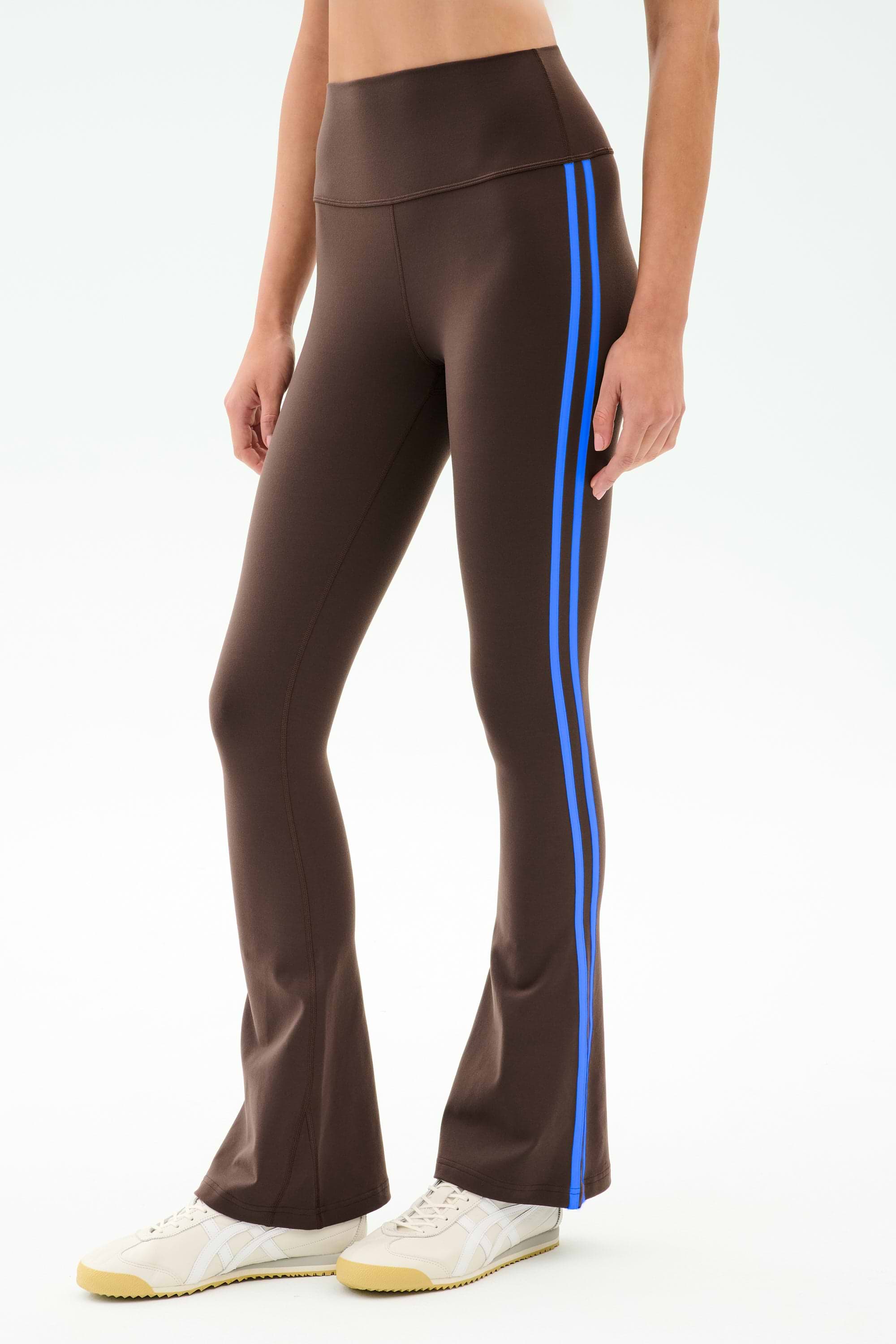 Raquel High Waist Supplex Flare - Dark Chocolate/Classic Blue