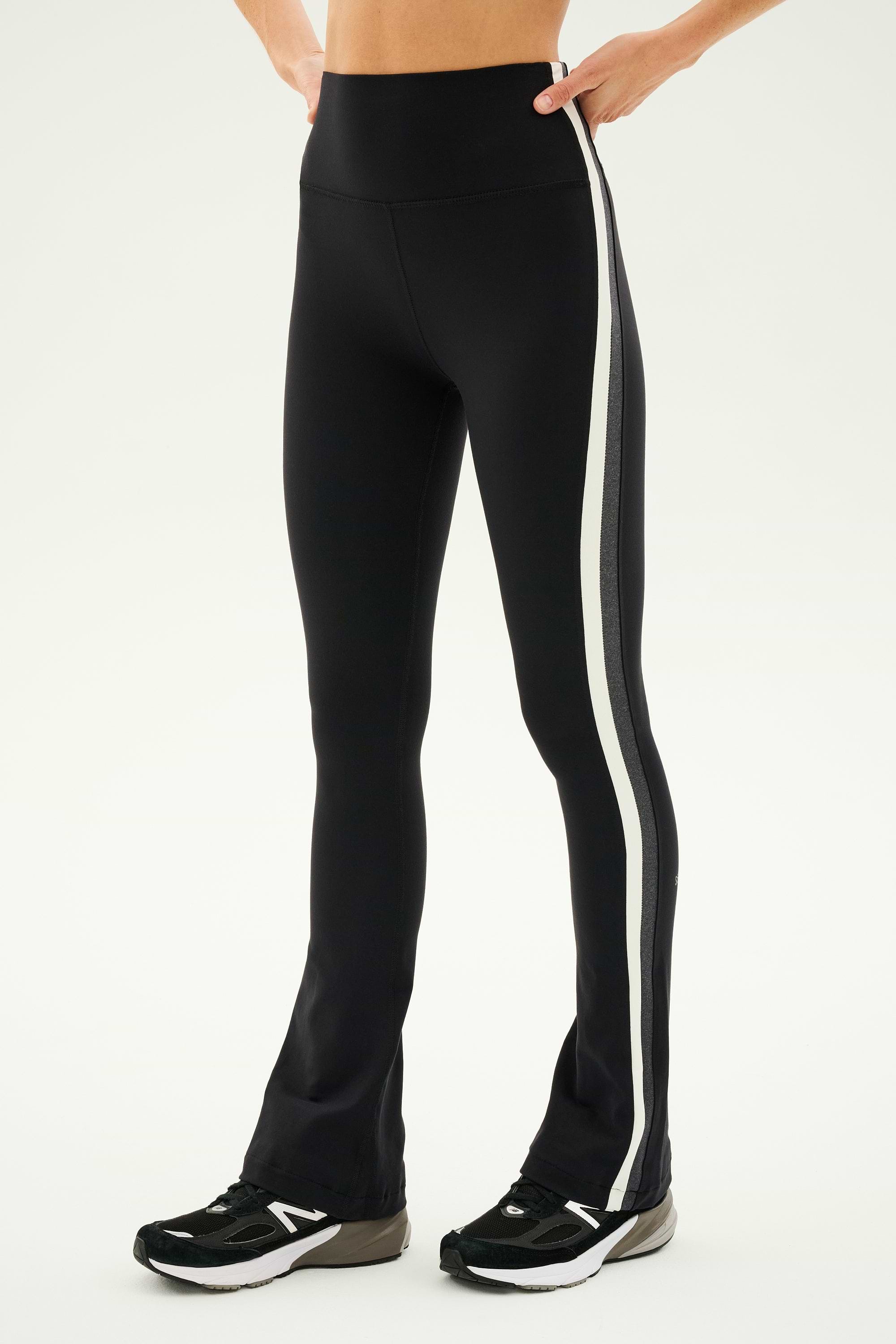 Raquel High Waist Flared Legging - Black/White/Heather Grey – SPLITS59