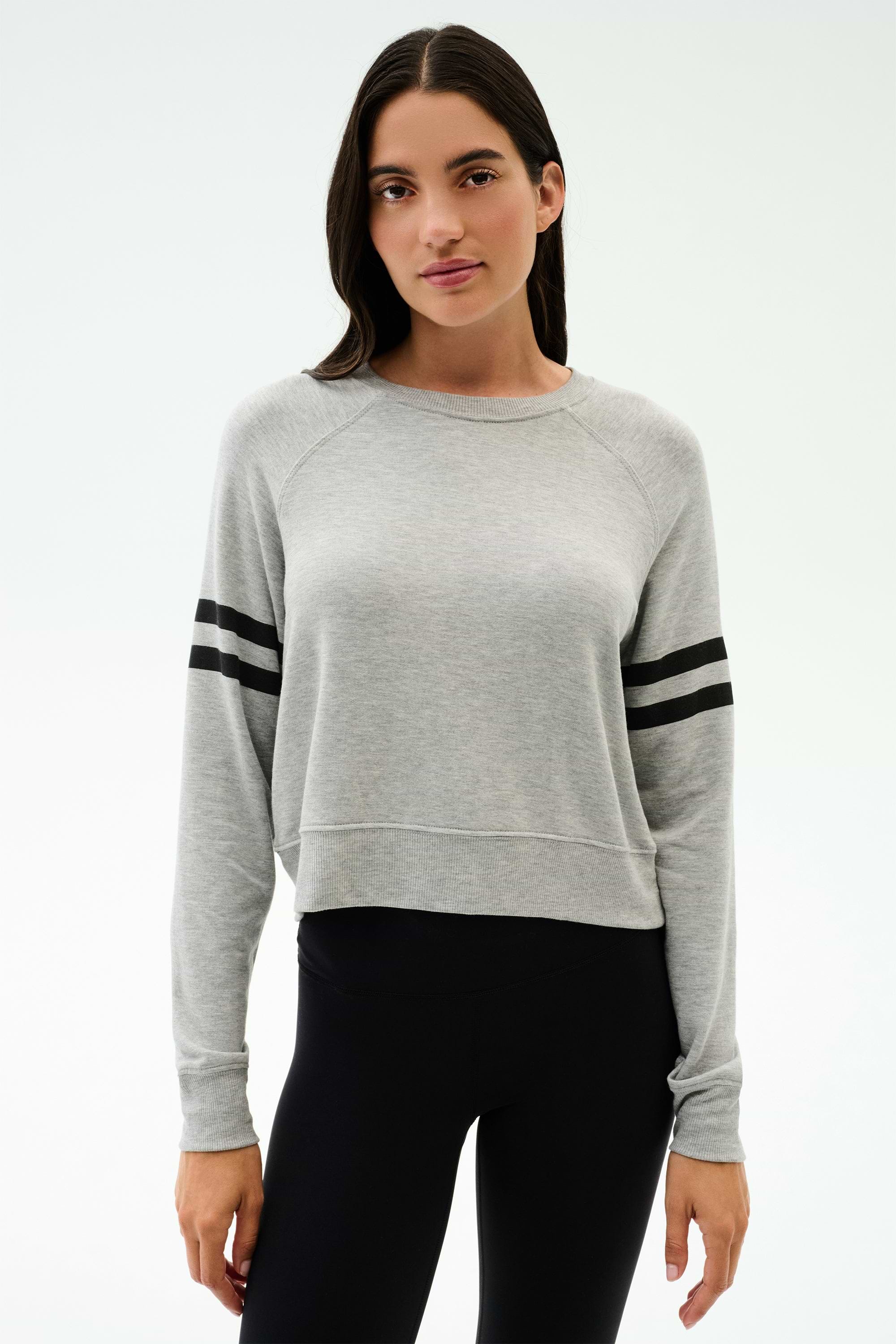 Brooks Stripe Fleece Sweatshirt - Heather Grey/Black – SPLITS59