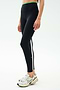 A person wearing SPLITS59’s Easton Rigor High Waist 7/8 leggings in Black/Grass, featuring compressive fabric for workout support, paired with white Nike sneakers, stands against a plain background.