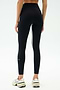 A person is shown from the back wearing SPLITS59 Easton Rigor High Waist 7/8 leggings in Black/Grass, featuring a white side stripe and compressive fabric for workout support, paired with white sneakers against a plain background.