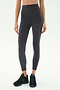 Person wearing SPLITS59 Airweight Super High Waist 7/8 leggings in Graphite, made from soft Airweight fabric with black athletic shoes, standing against a white background—ideal for hot yoga sessions.