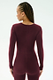 A person with braided hair models the SPLITS59 Chloe Airweight Jumpsuit in Dark Cherry, standing with their back to the camera against a plain light background.
