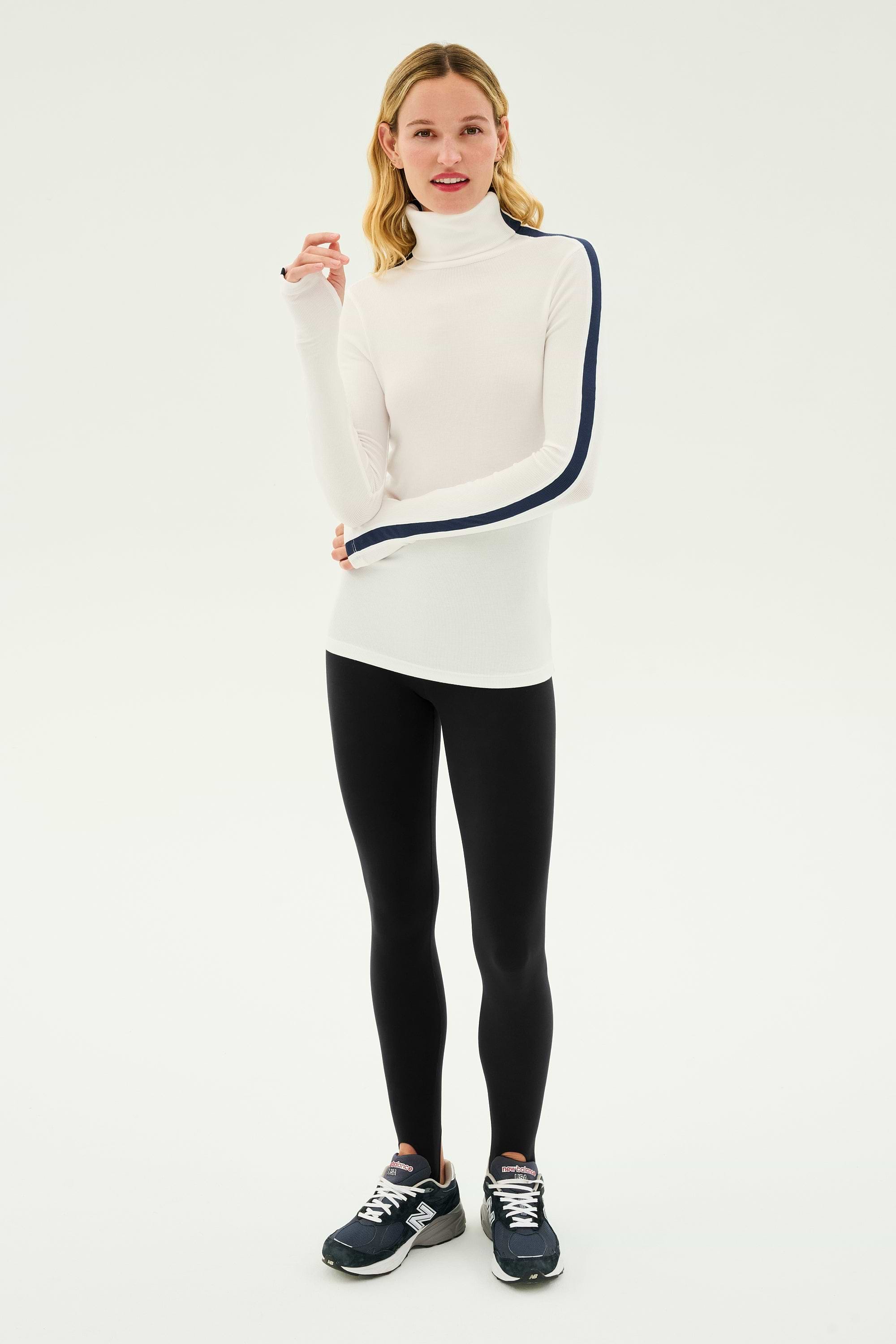 Jackson Rib Full Length Turtleneck - White/Indigo – SPLITS59