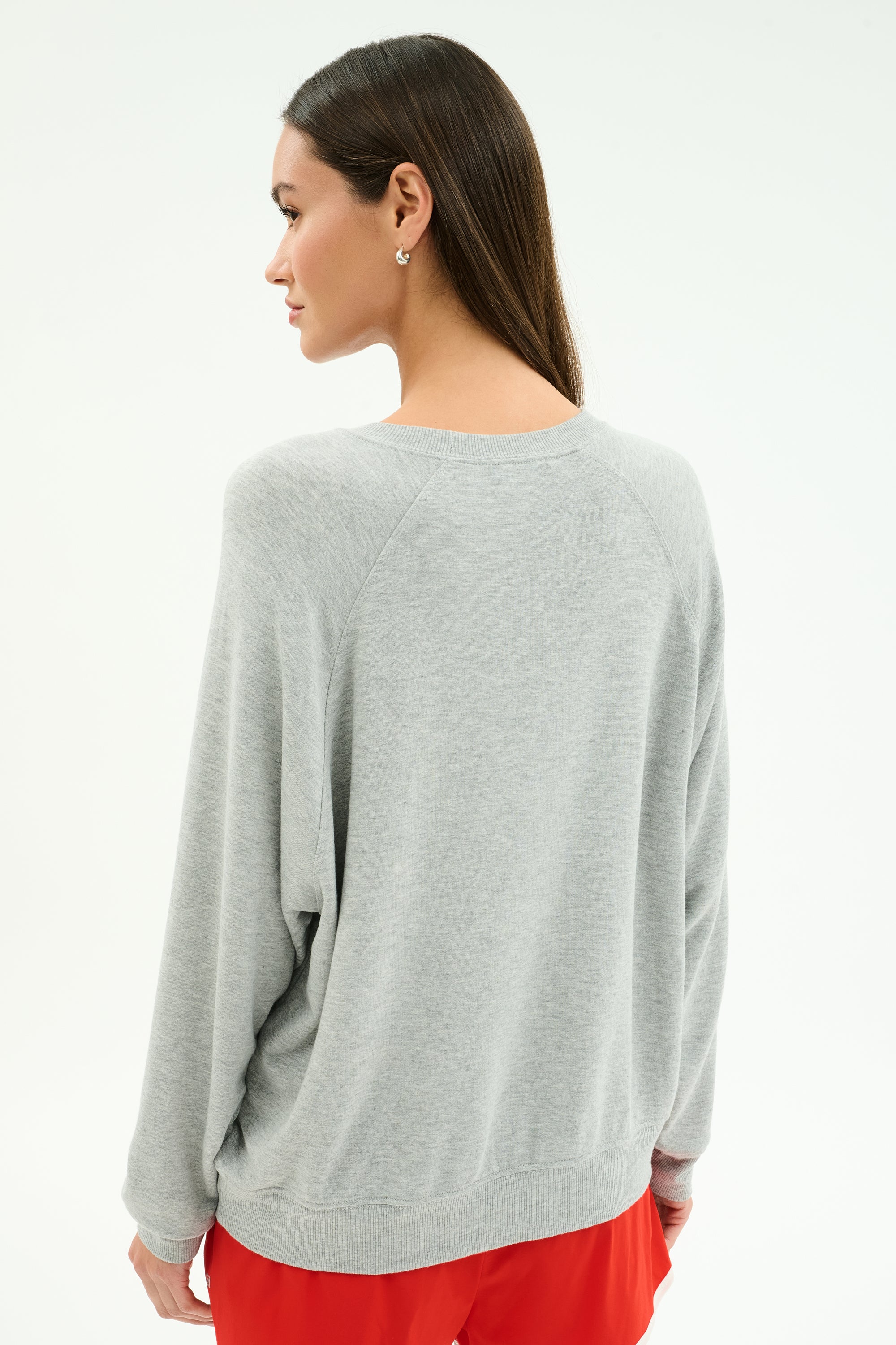Andie Oversized Fleece Varsity Graphic Sweatshirt - Heather Grey
