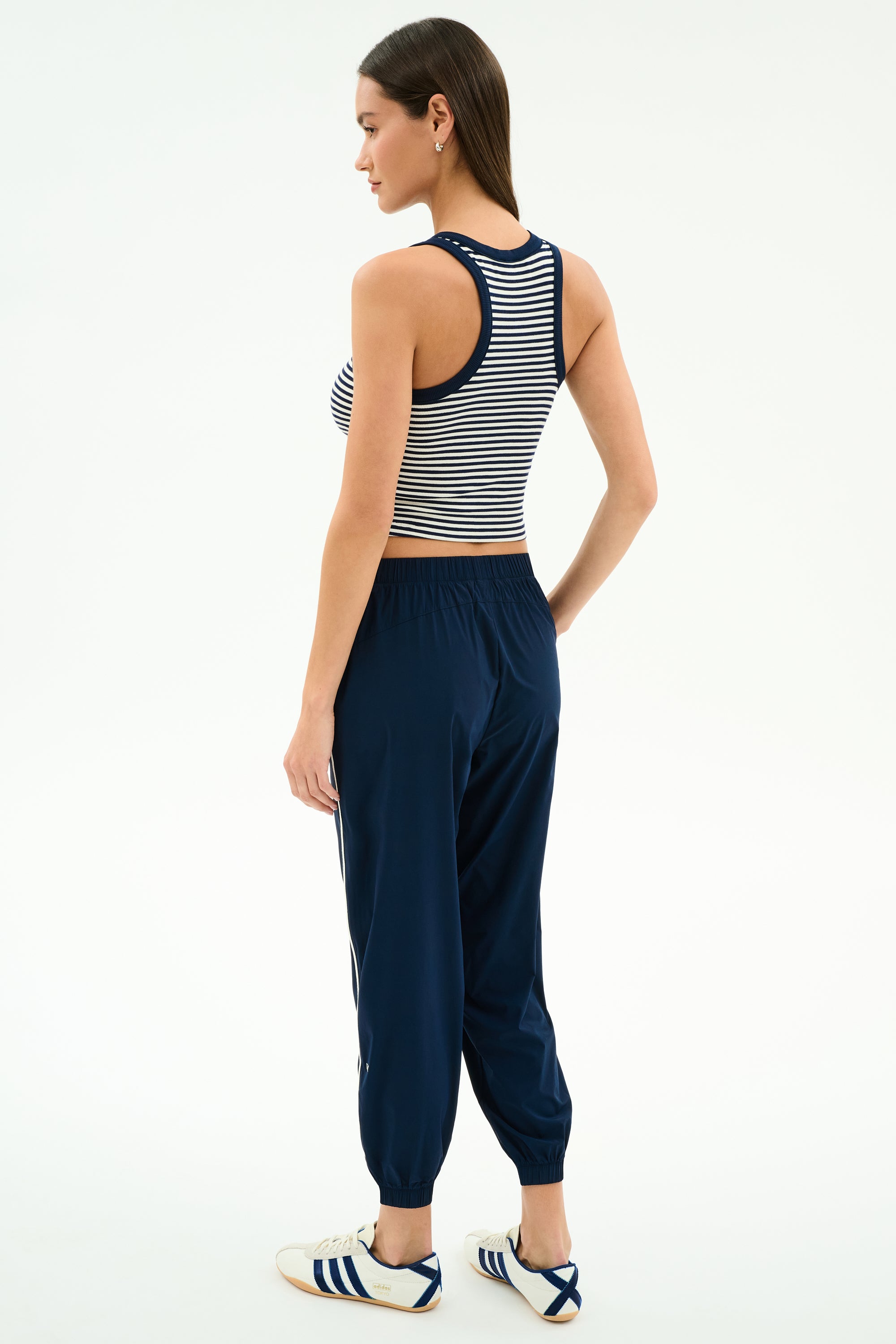 Kiki Rib Crop Tank - White/Indigo Stripe – SPLITS59