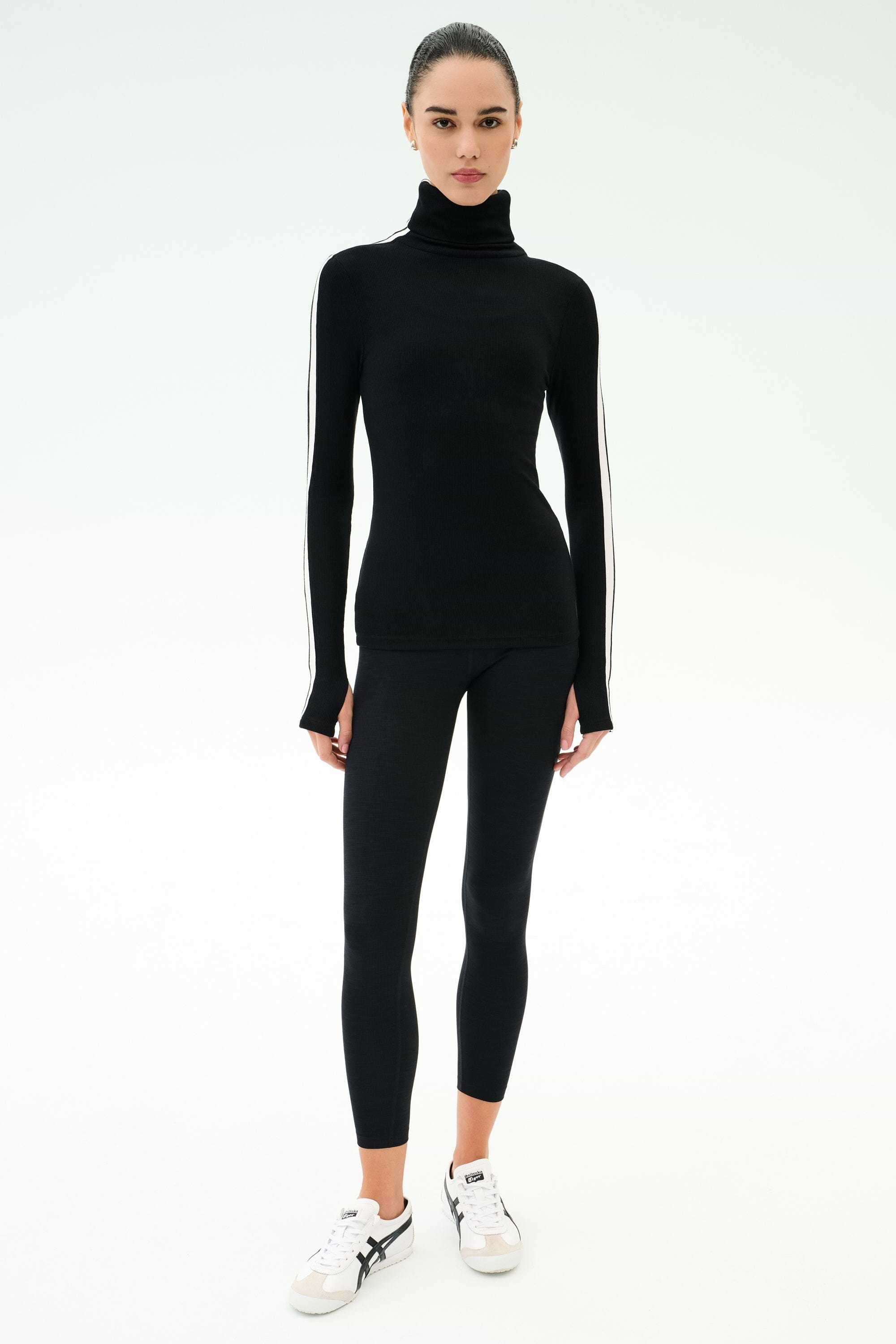 Jackson Rib Full Length Turtleneck - Black/White – SPLITS59