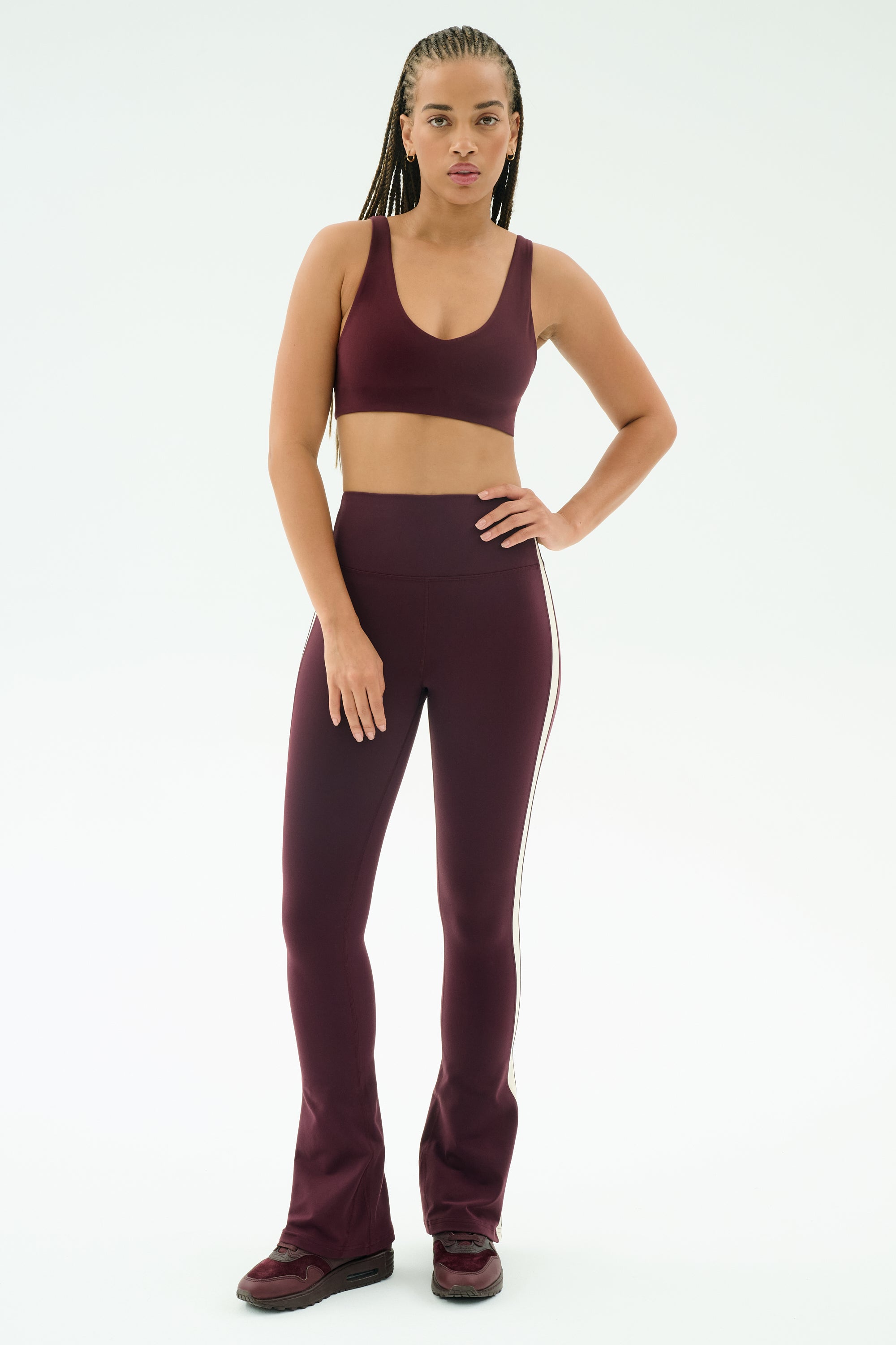 Raquel High Waist Flared Legging - Dark Cherry/Creme – SPLITS59