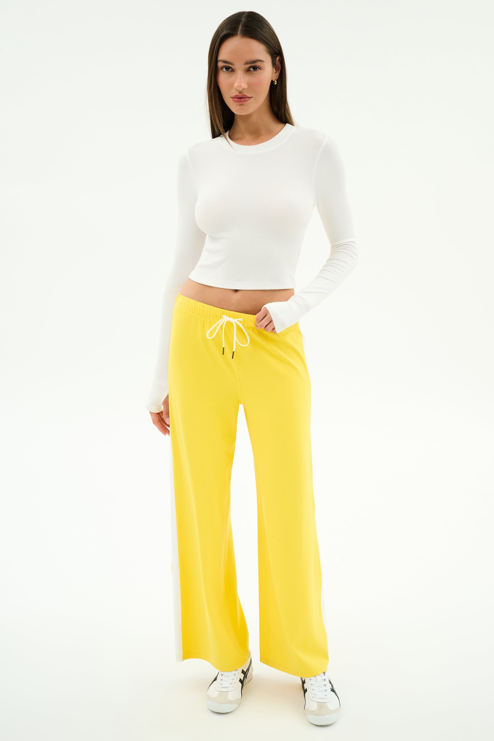 Louise Rib Long Sleeve Crop - White – SPLITS59