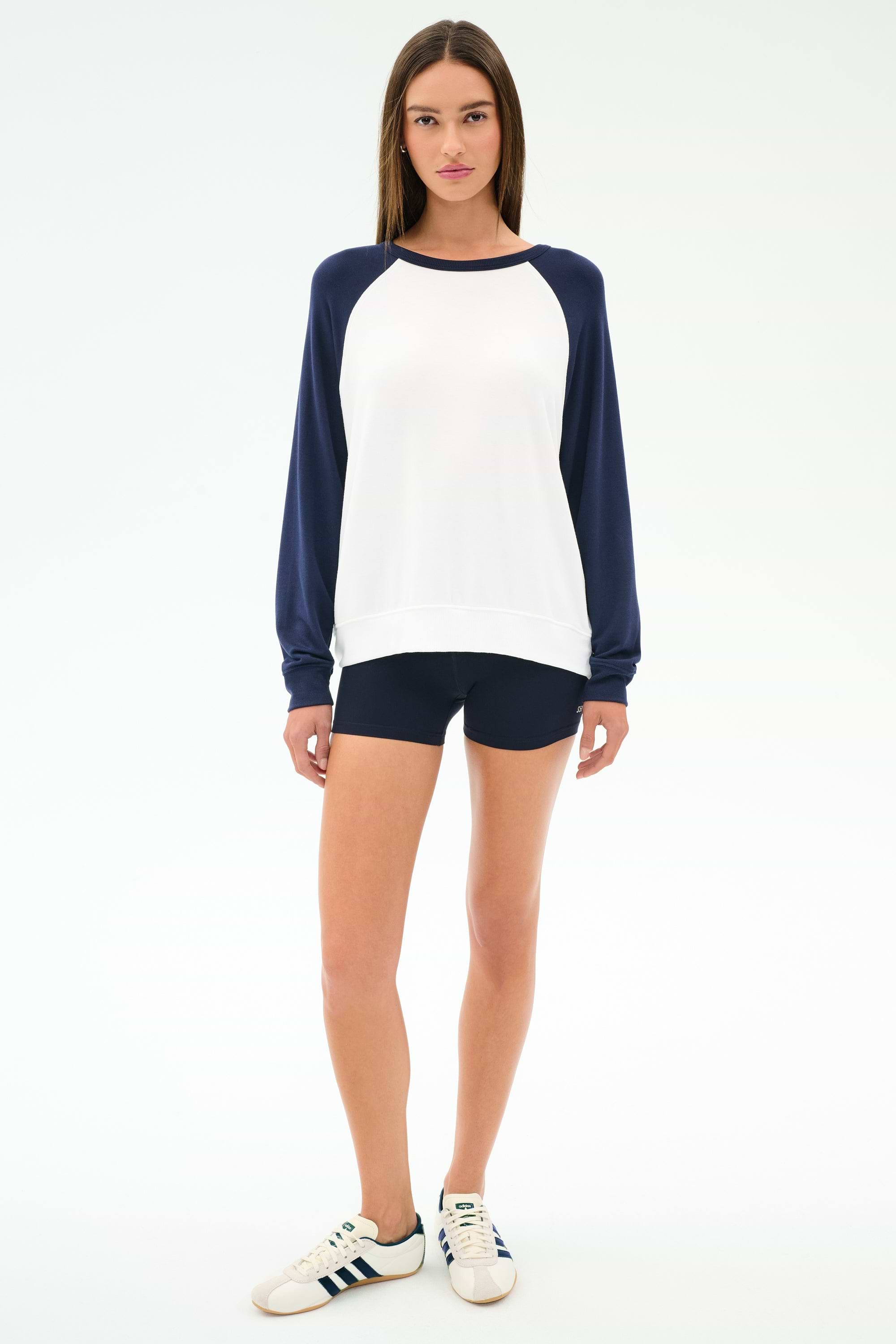 Andie Oversized Colorblock Fleece - Indigo/White – SPLITS59