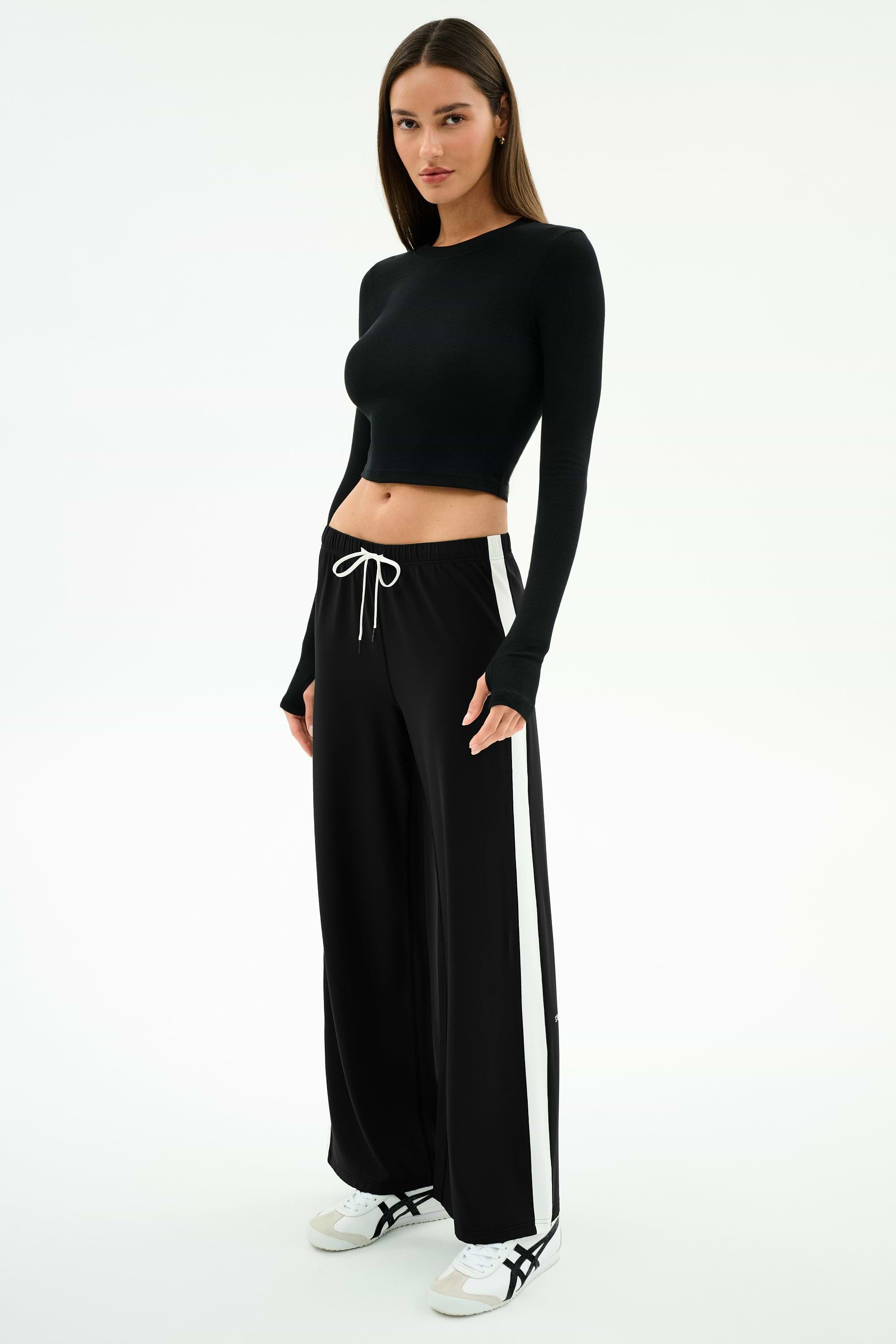 Louise Rib Long Sleeve Crop - Black – SPLITS59