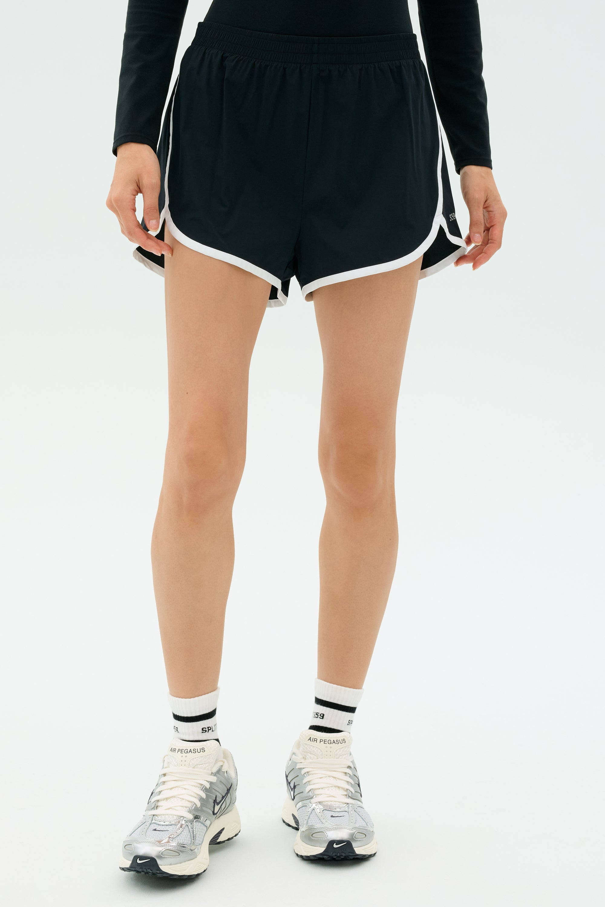 Megan Woven Nylon Run Short - Black – SPLITS59