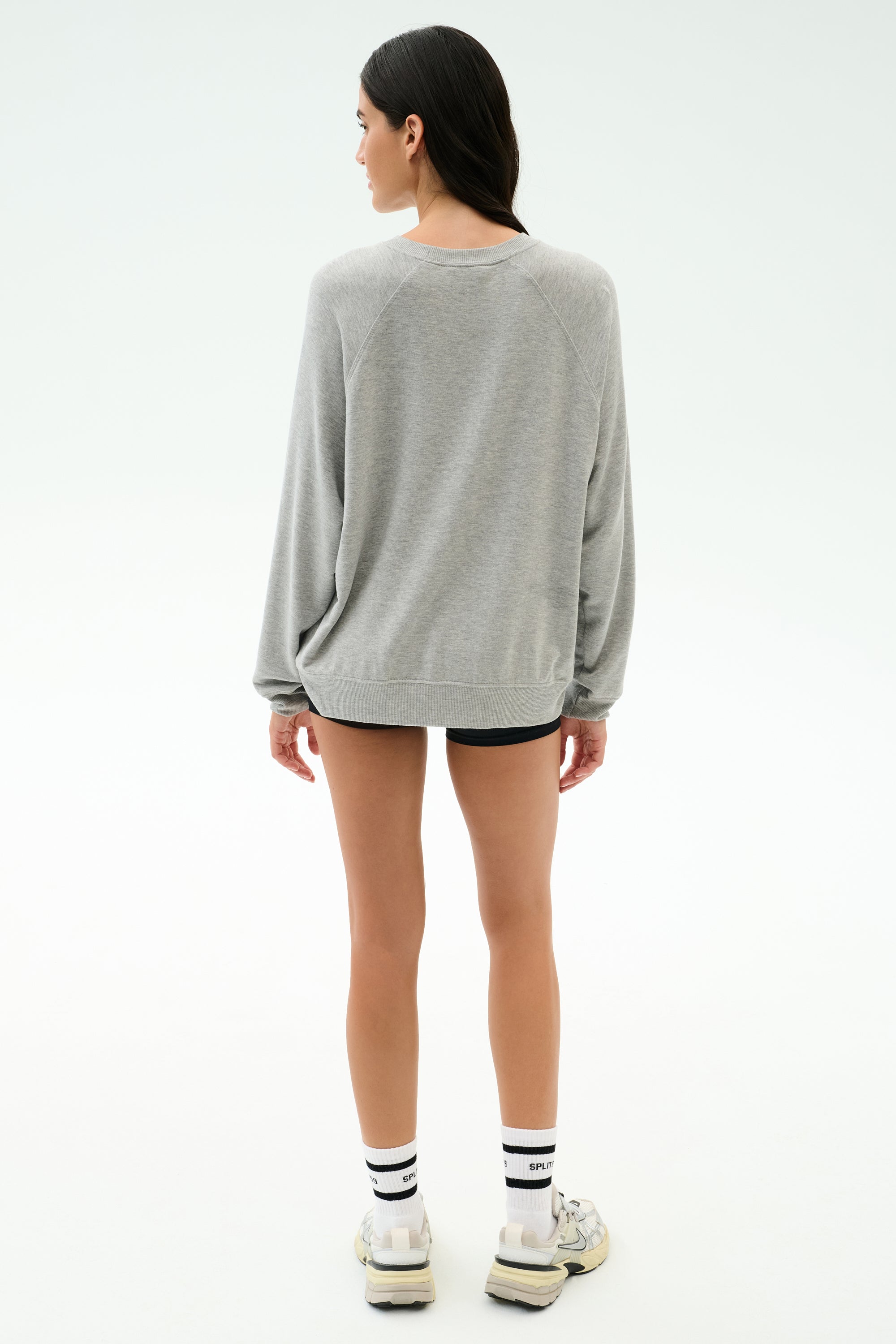 Andie Oversized Fleece Varsity Graphic Sweatshirt - Heather Grey
