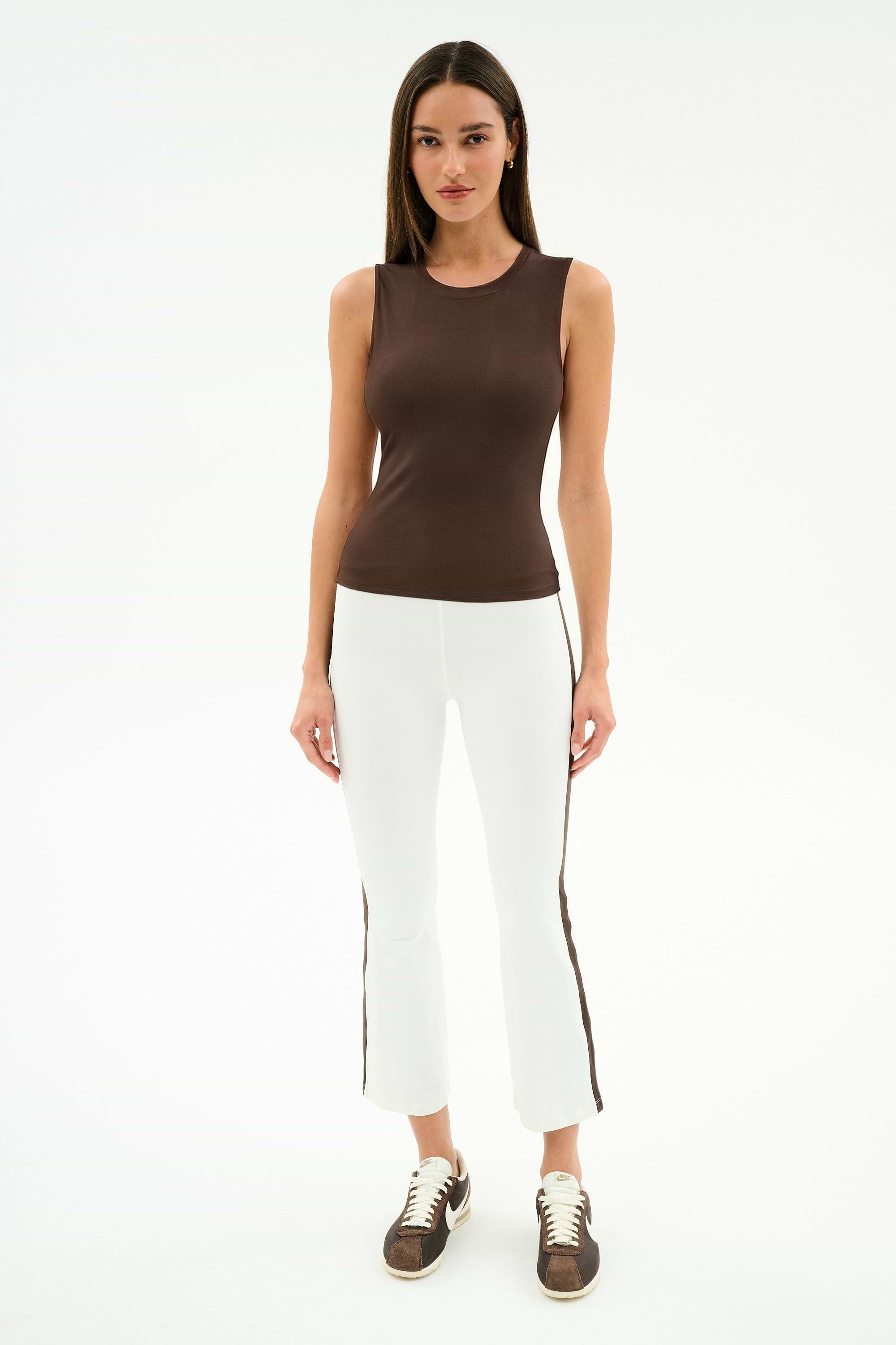 Raquel High Waist Supplex Crop - White/Dark Chocolate – SPLITS59