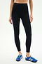 A person wearing SPLITS59 Monah High Waist Rigor Legging 7/8 in Black/Cobalt with blue Adidas sneakers, standing against a plain white background.